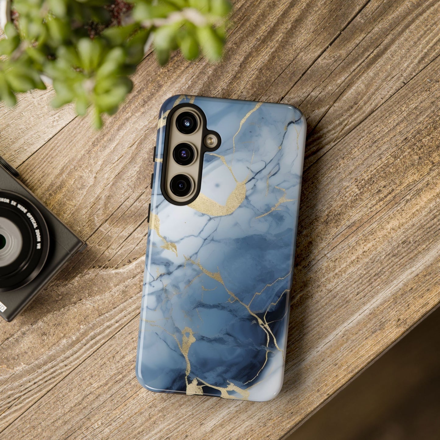 Navy Blue Marble Tough Phone Case