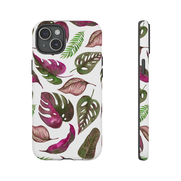 Pink & White Tropical Leaves - Tough Case