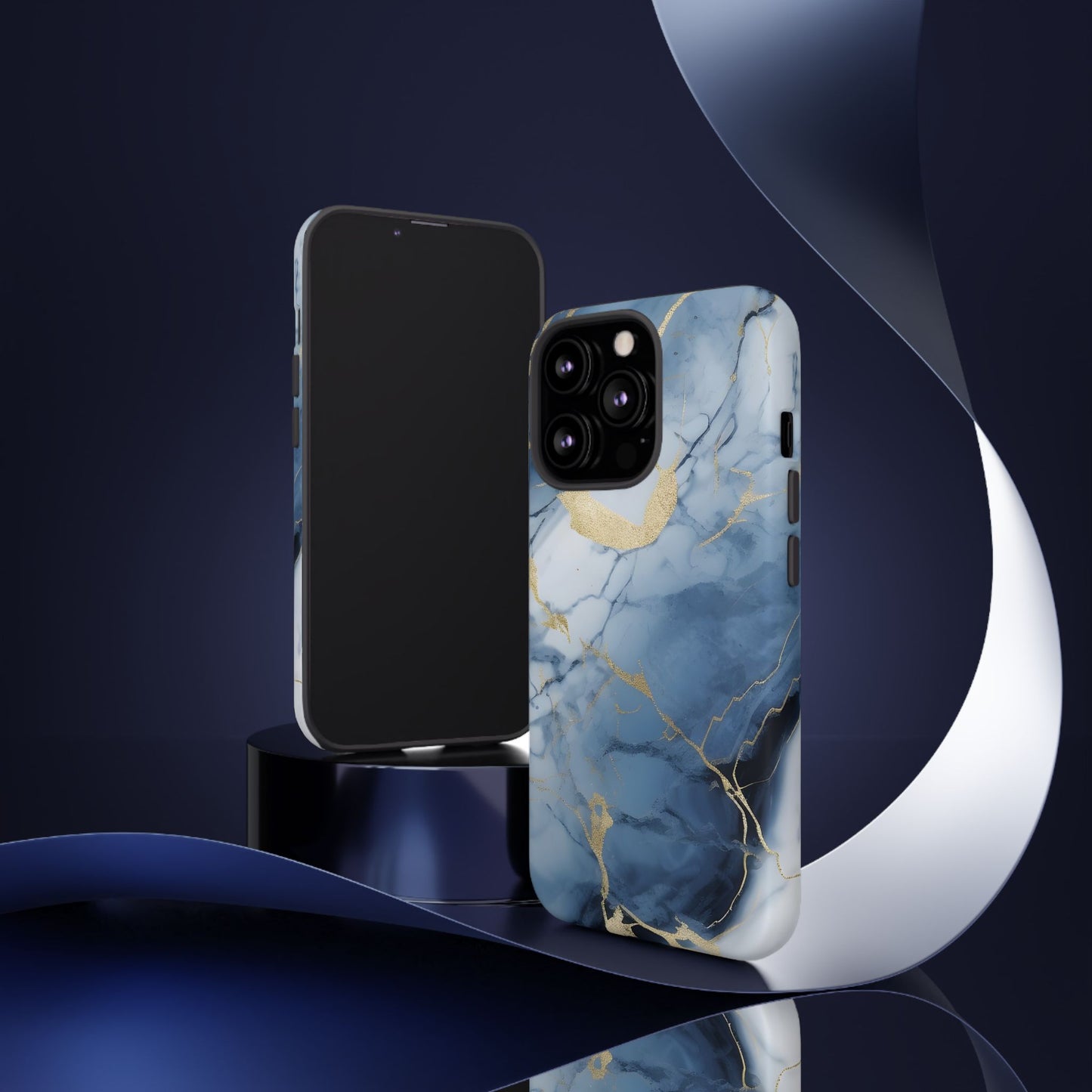 Navy Blue Marble Tough Phone Case