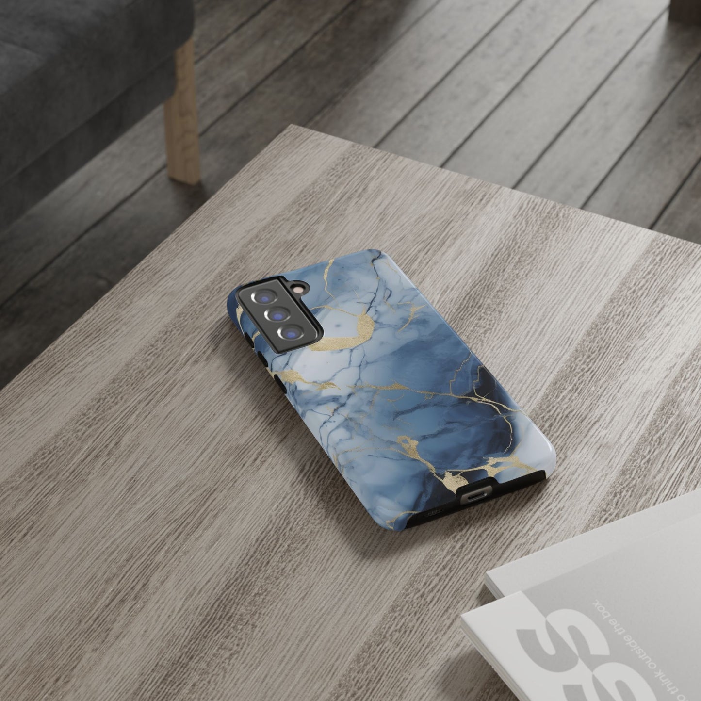 Navy Blue Marble Tough Phone Case