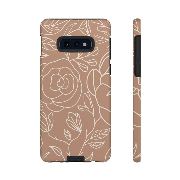 Tan & White Boho Florals  - Tough Phone Case