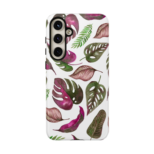 Pink & White Tropical Leaves - Tough Case