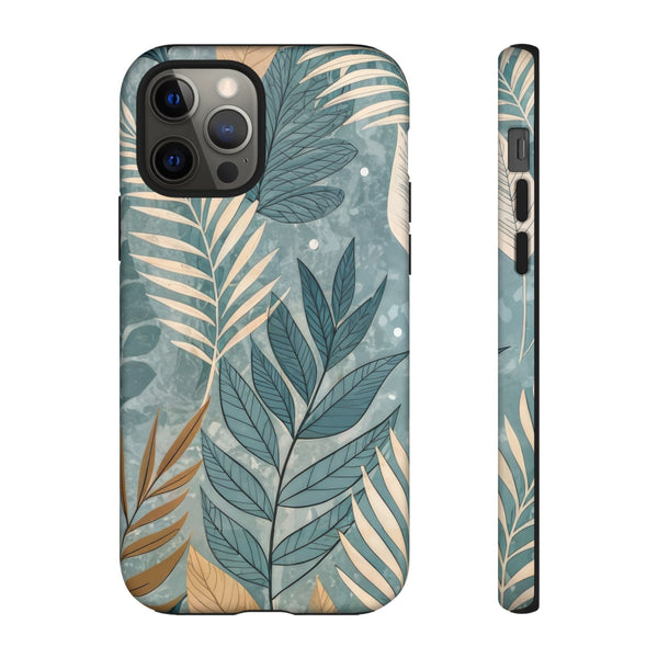 Blue Boho Leaves Tough Case