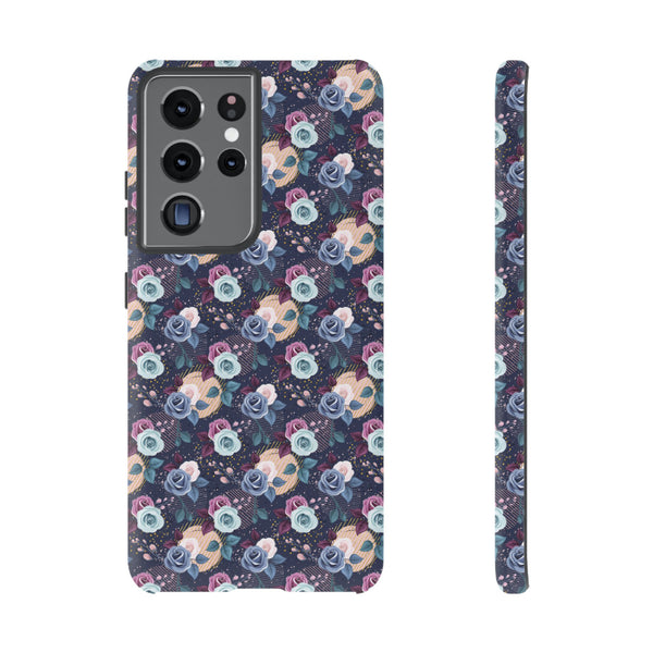 Navy & Pink Florals  - Tough Phone Case