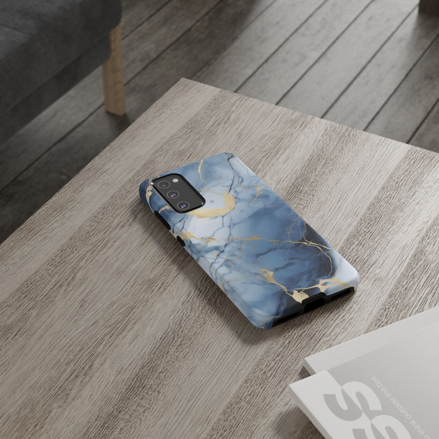 Navy Blue Marble Tough Phone Case