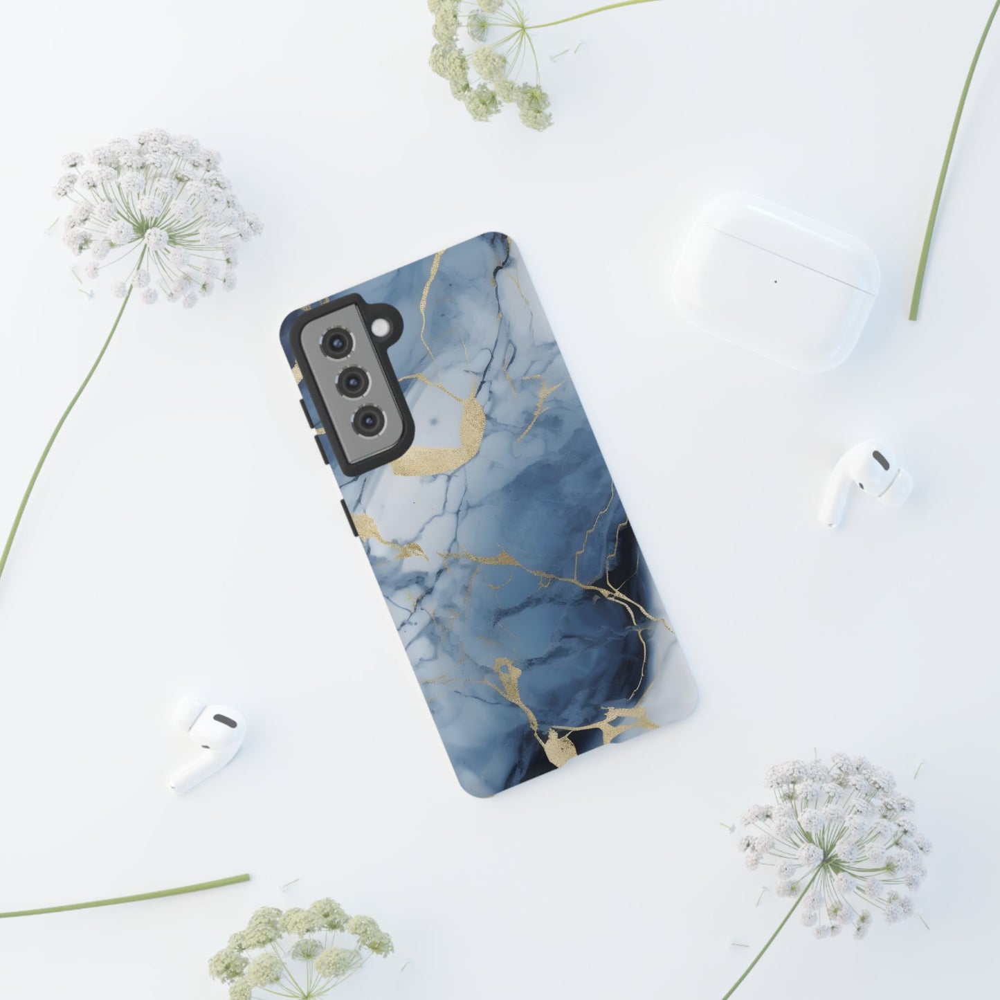 Navy Blue Marble Tough Phone Case
