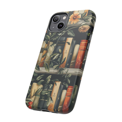 Cozy Bookshelf & Floral Tough Phone Case – Protective & Aesthetic for Book Lovers