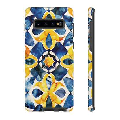 Kaleidoscope Art Phone Case - Bold Blue & Gold Geometric Design | Statement Maker Tough Case