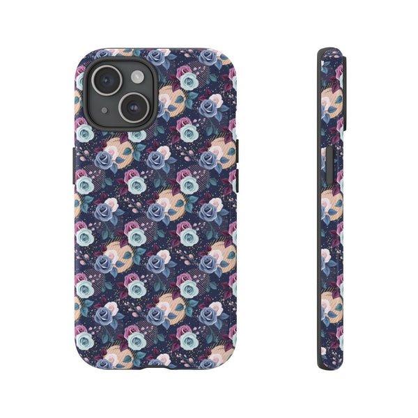 Navy & Pink Florals  - Tough Phone Case