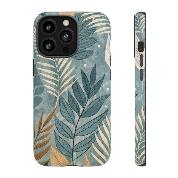 Blue Boho Leaves Tough Case