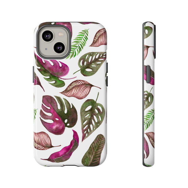 Pink & White Tropical Leaves - Tough Case