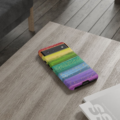 Rainbow Glitter Brush Strokes - Tough Case