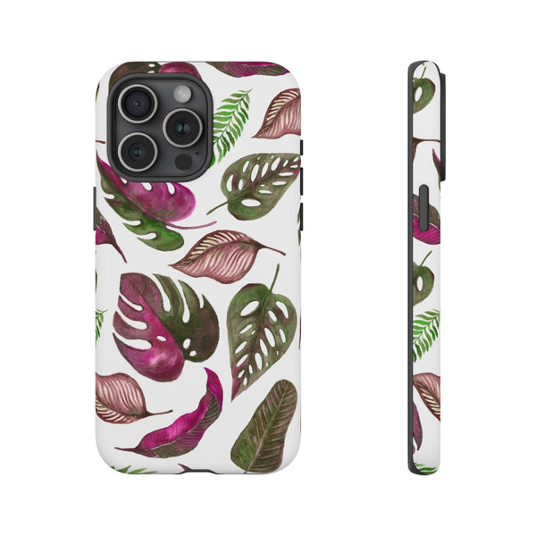 Pink & White Tropical Leaves - Tough Case