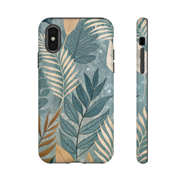 Blue Boho Leaves Tough Case