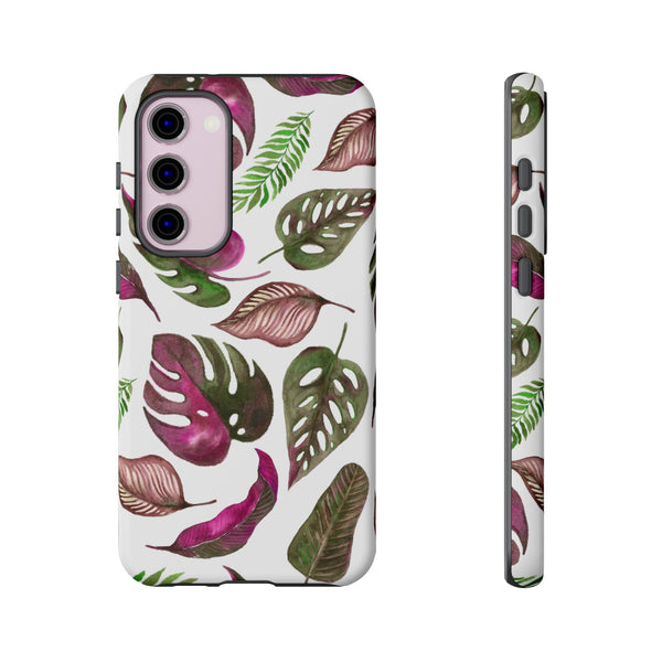 Pink & White Tropical Leaves - Tough Case