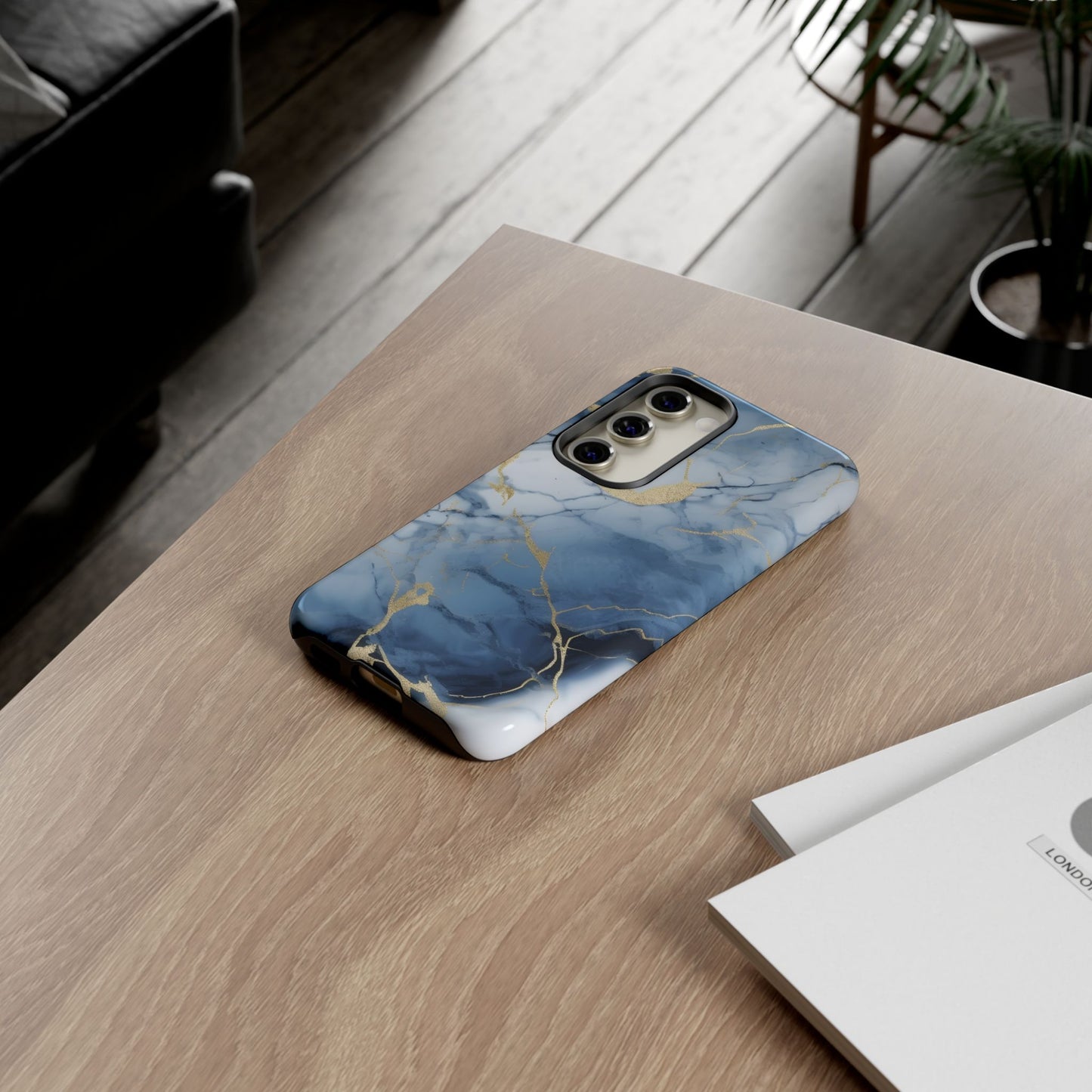 Navy Blue Marble Tough Phone Case