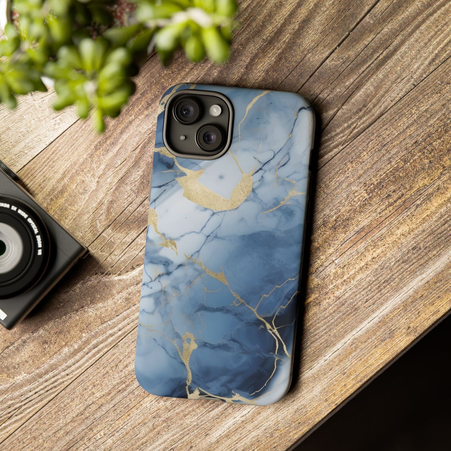 Navy Blue Marble Tough Phone Case