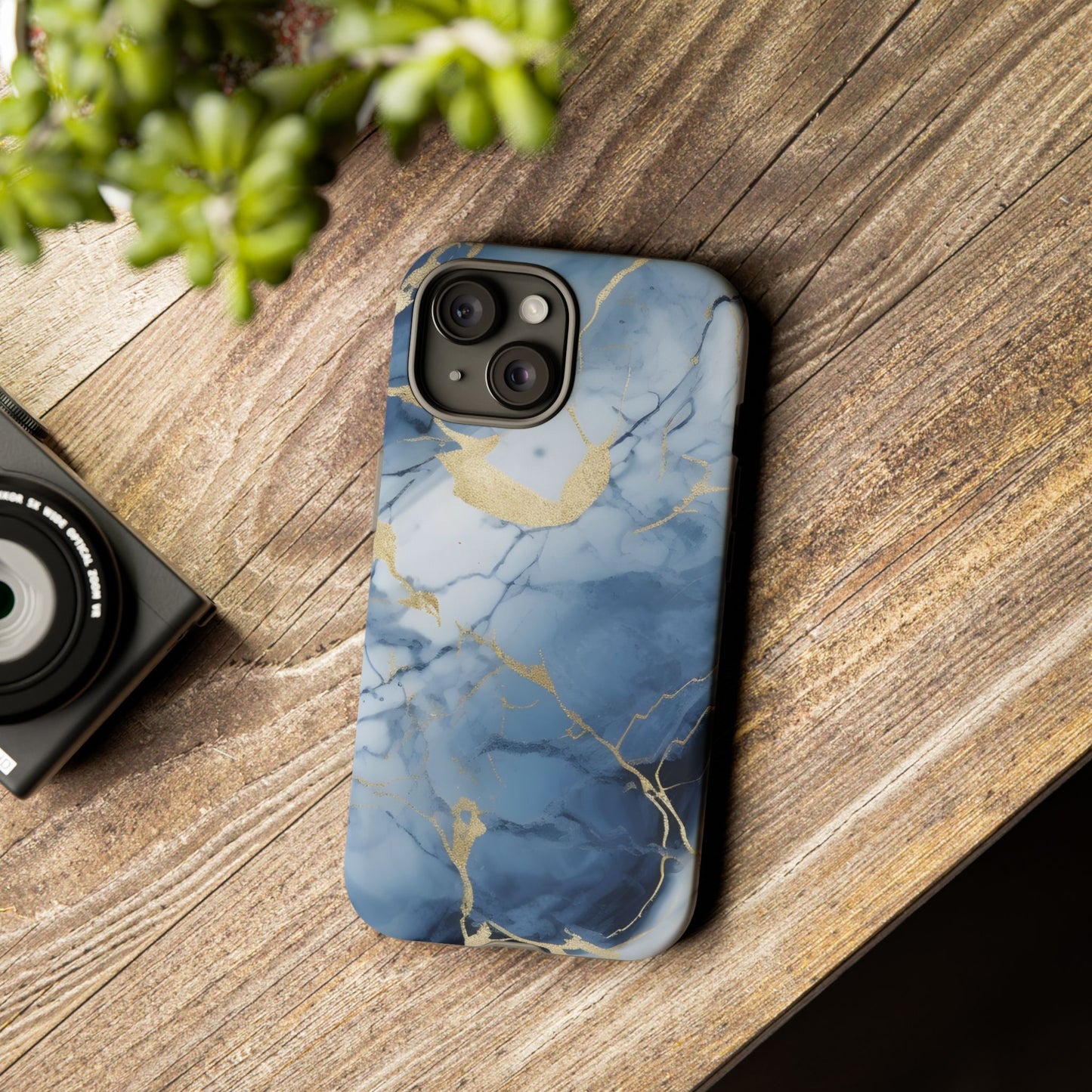 Navy Blue Marble Tough Phone Case