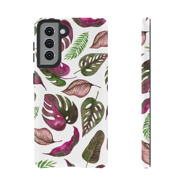 Pink & White Tropical Leaves - Tough Case