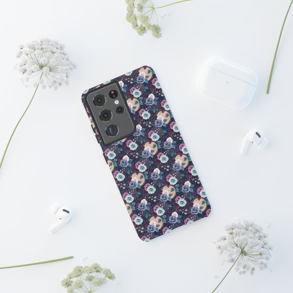 Navy & Pink Florals  - Tough Phone Case