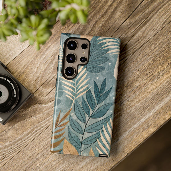 Blue Boho Leaves Tough Case