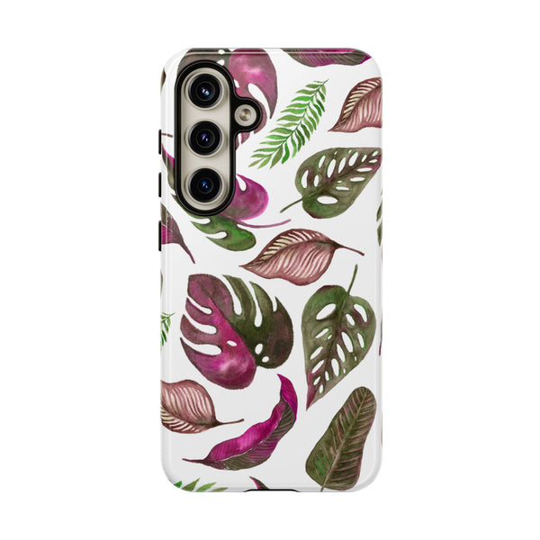 Pink & White Tropical Leaves - Tough Case