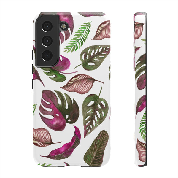 Pink & White Tropical Leaves - Tough Case