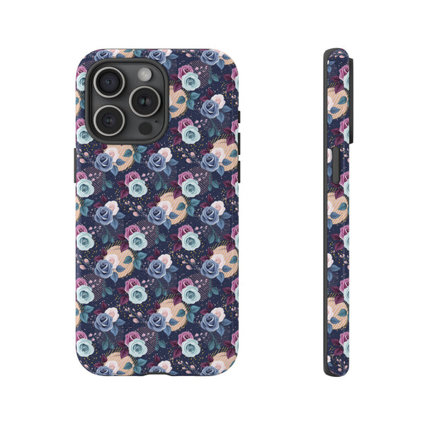 Navy & Pink Florals  - Tough Phone Case