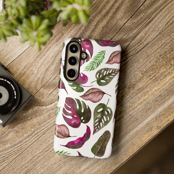 Pink & White Tropical Leaves - Tough Case