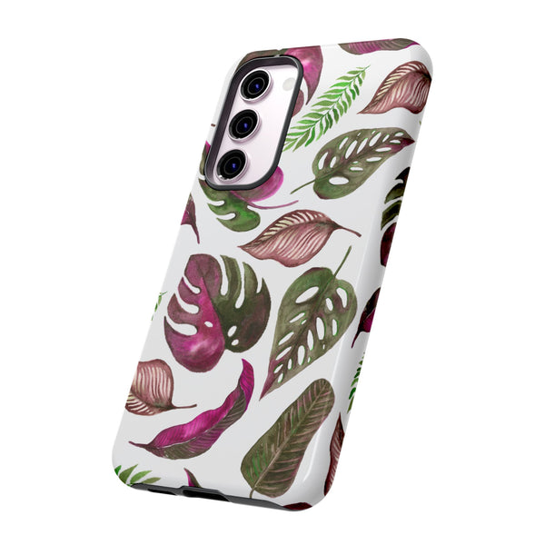 Pink & White Tropical Leaves - Tough Case