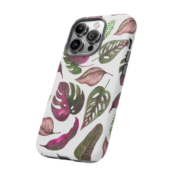 Pink & White Tropical Leaves - Tough Case