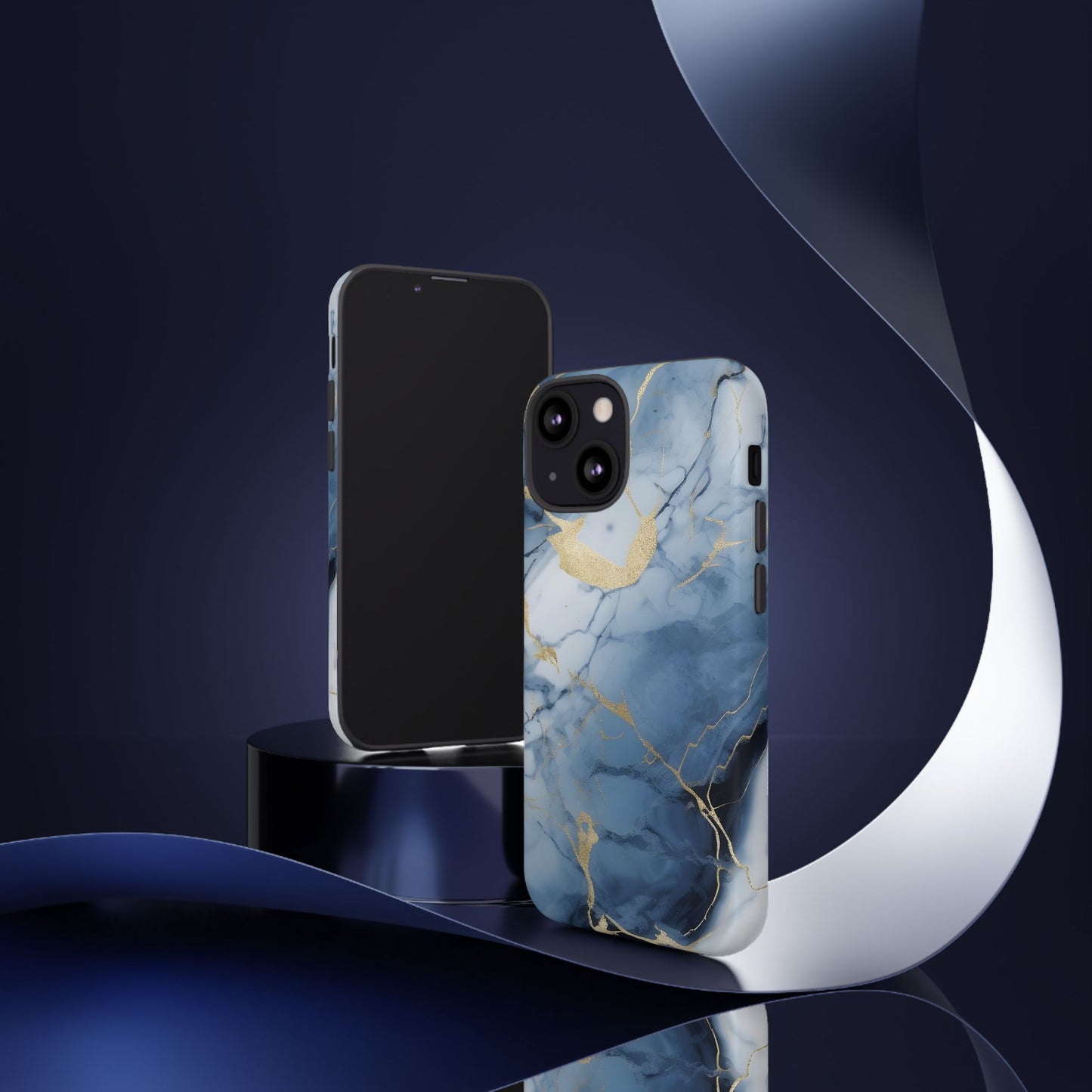 Navy Blue Marble Tough Phone Case