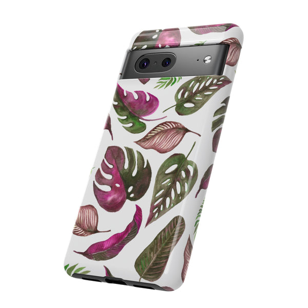 Pink & White Tropical Leaves - Tough Case