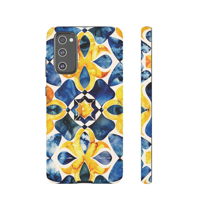 Kaleidoscope Art Phone Case - Bold Blue & Gold Geometric Design | Statement Maker Tough Case