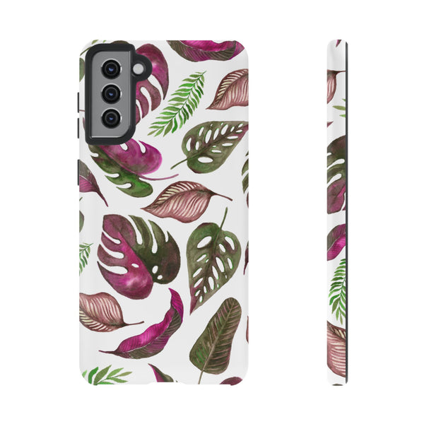 Pink & White Tropical Leaves - Tough Case