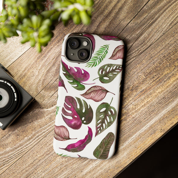 Pink & White Tropical Leaves - Tough Case