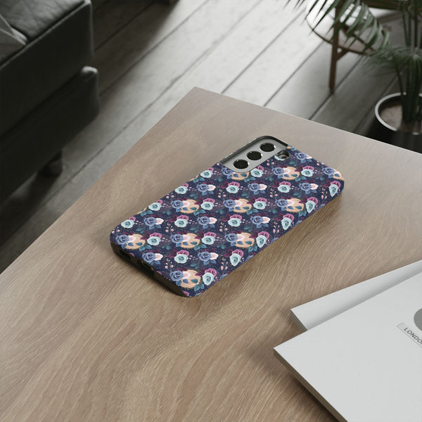 Navy & Pink Florals  - Tough Phone Case