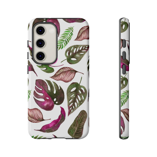 Pink & White Tropical Leaves - Tough Case