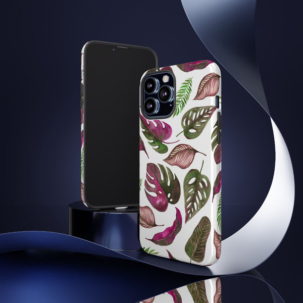 Pink & White Tropical Leaves - Tough Case