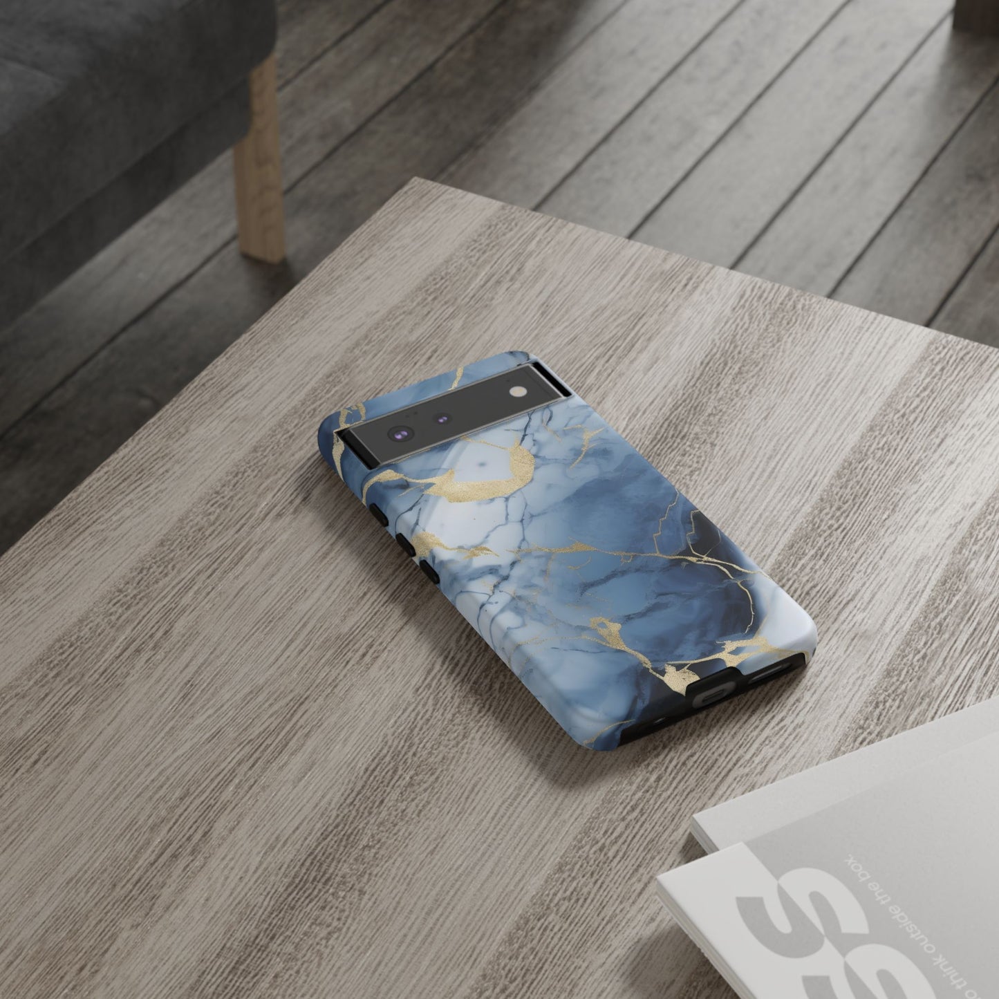 Navy Blue Marble Tough Phone Case