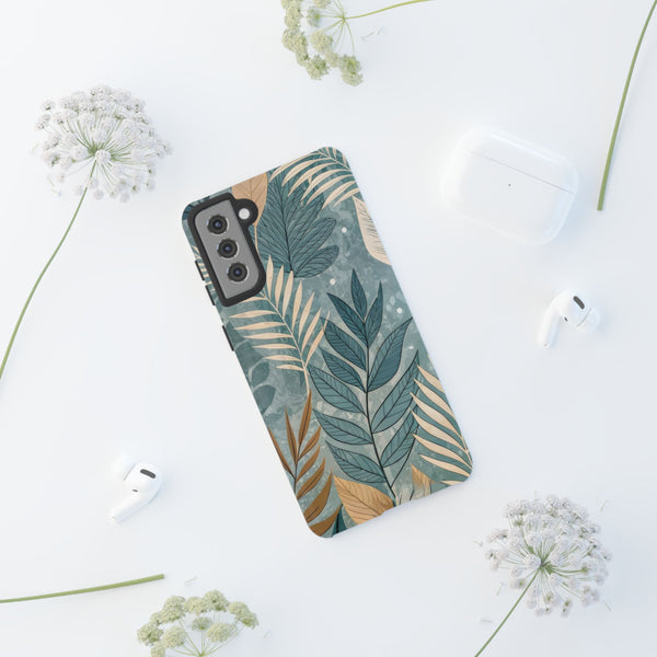 Blue Boho Leaves Tough Case