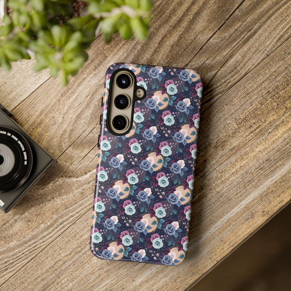 Navy & Pink Florals  - Tough Phone Case