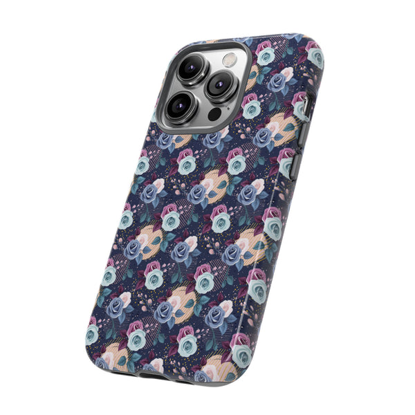 Navy & Pink Florals  - Tough Phone Case