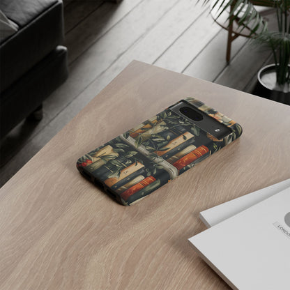 Cozy Bookshelf & Floral Tough Phone Case – Protective & Aesthetic for Book Lovers