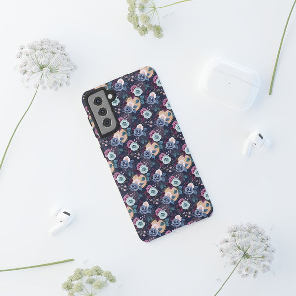 Navy & Pink Florals  - Tough Phone Case