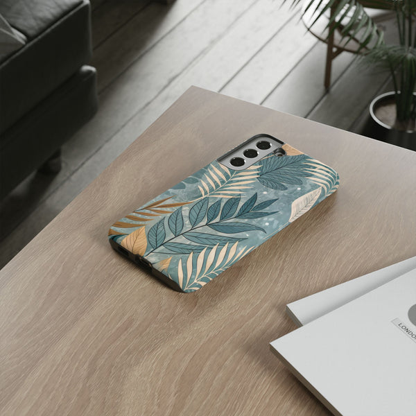 Blue Boho Leaves Tough Case