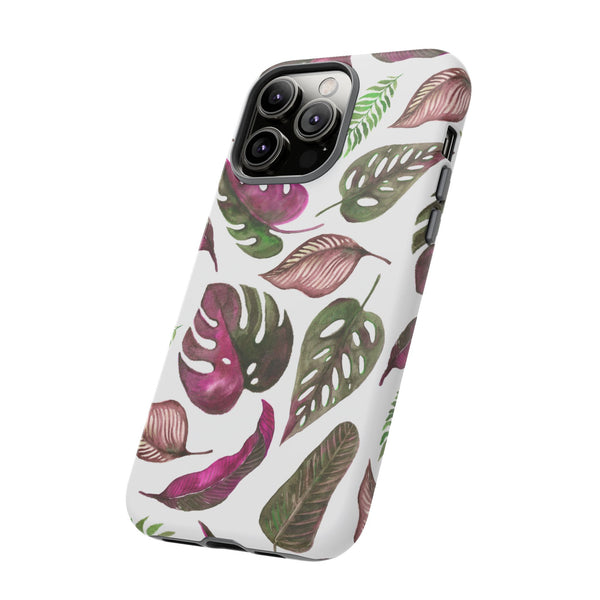 Pink & White Tropical Leaves - Tough Case