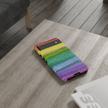 Rainbow Glitter Brush Strokes - Tough Case