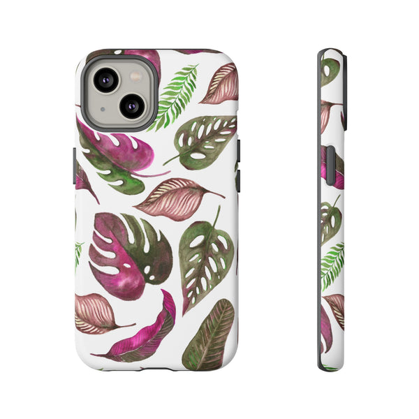 Pink & White Tropical Leaves - Tough Case