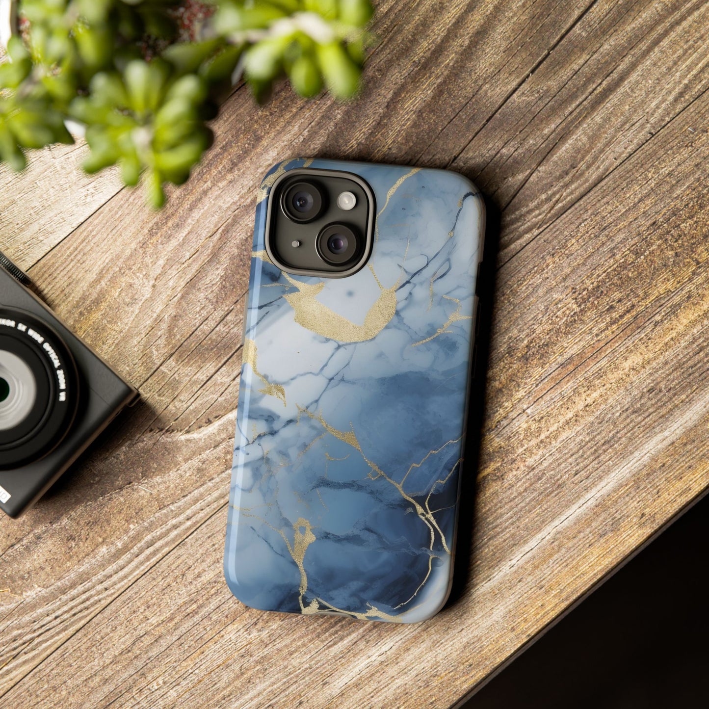 Navy Blue Marble Tough Phone Case